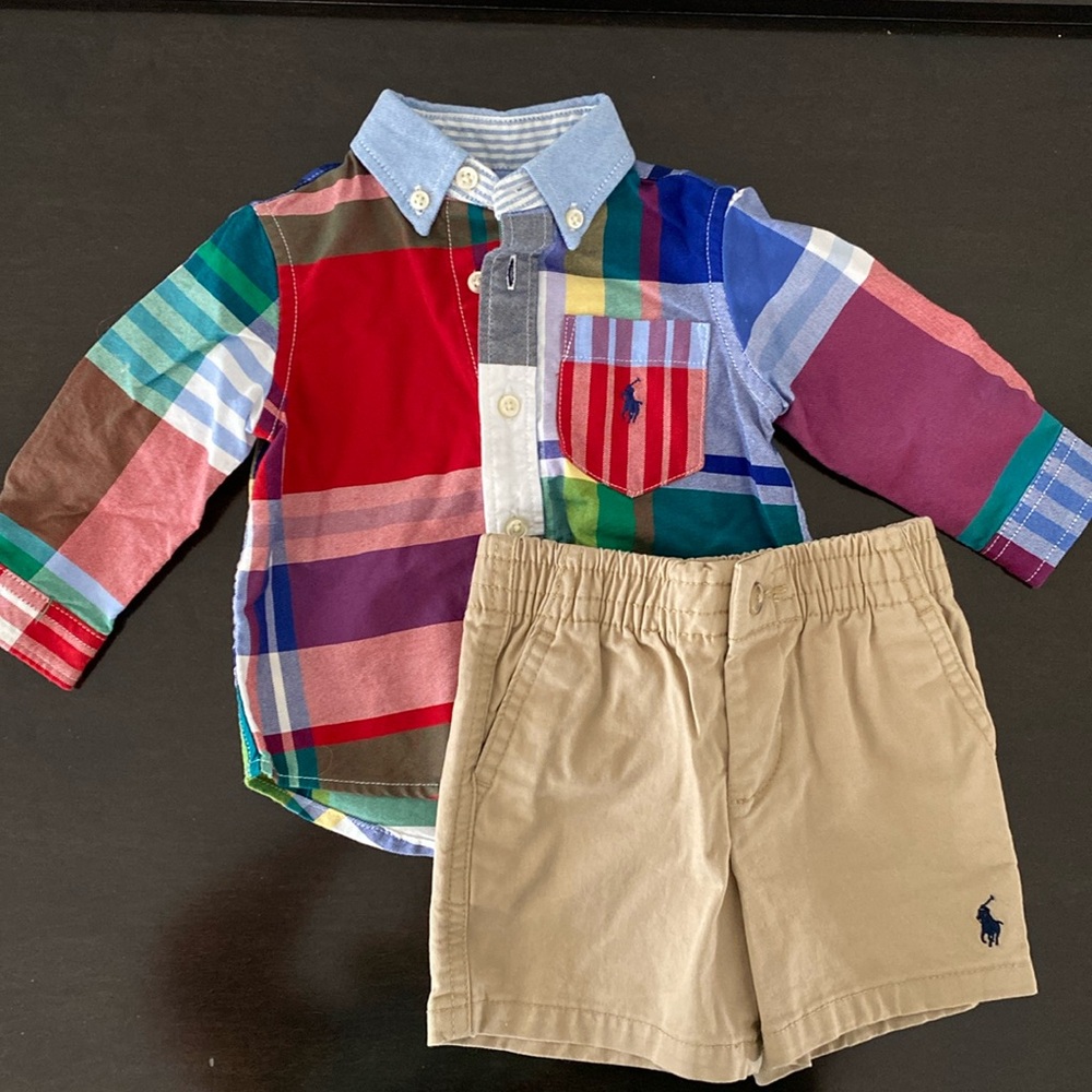 Ralph Lauren kids button down shirt and shorts